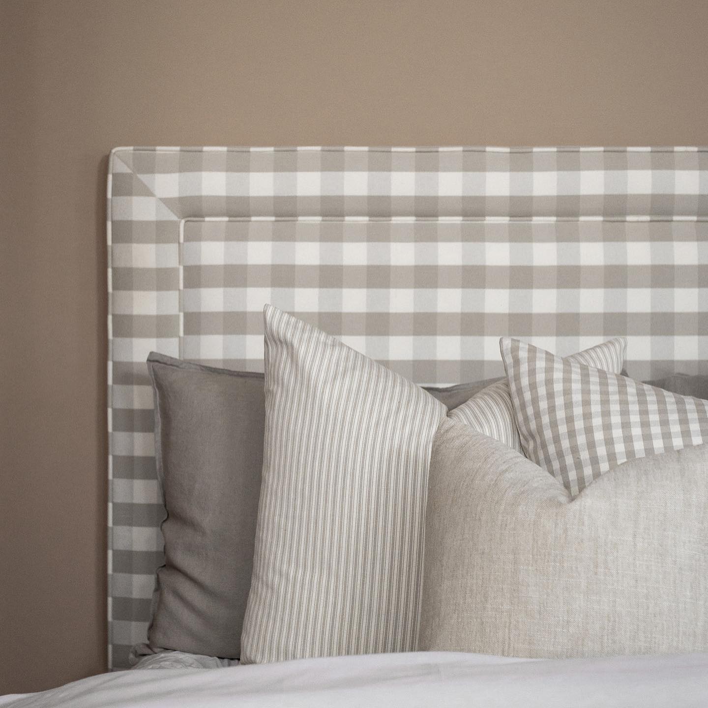 Large Check Beige Cushion Cover by Acacia Textiles