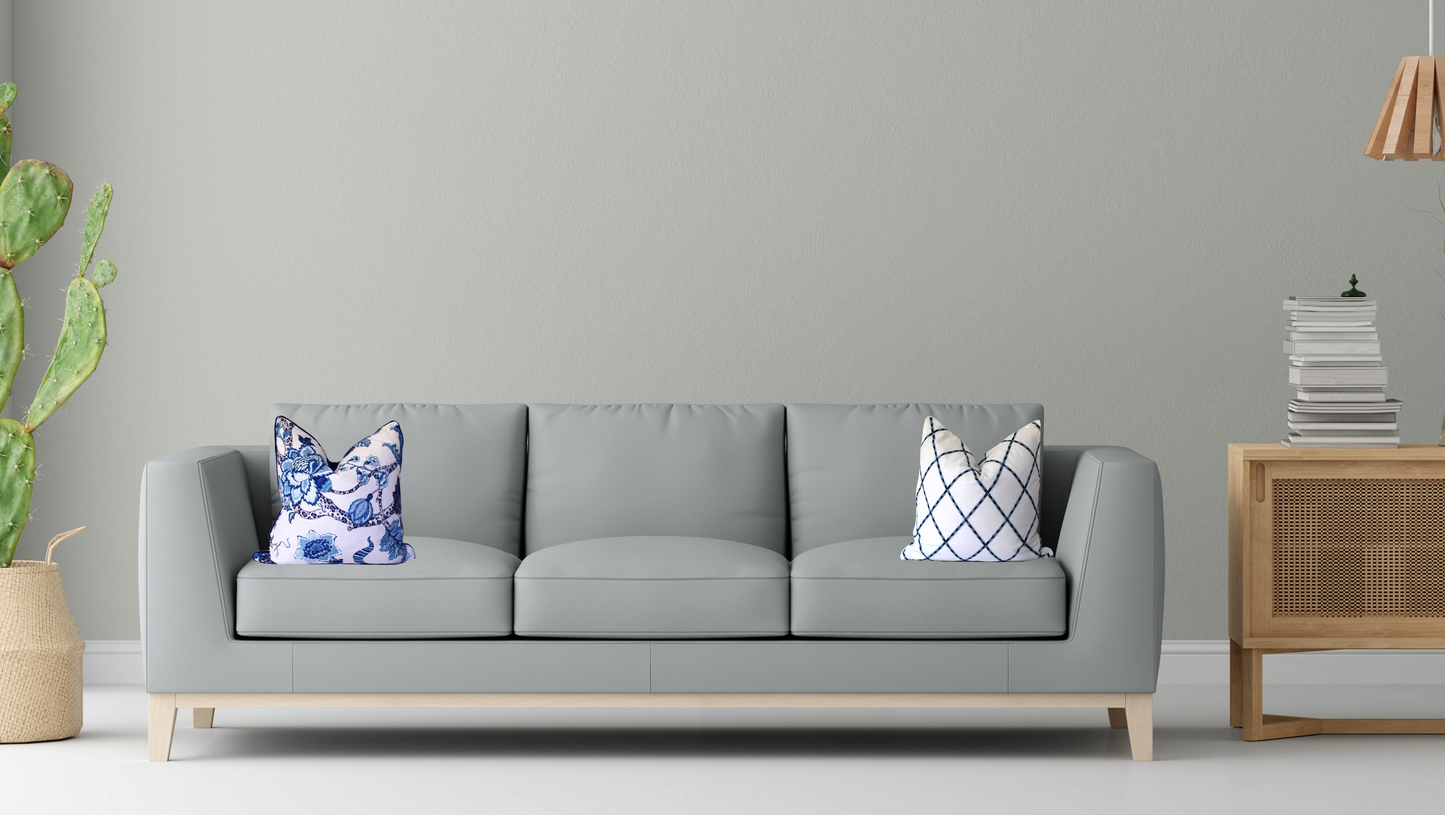 AUBREY CUSHION Hampton Style Navy Blue Cushions - (Embroidered Designer Cushions Made in Australia Intermeshed)
