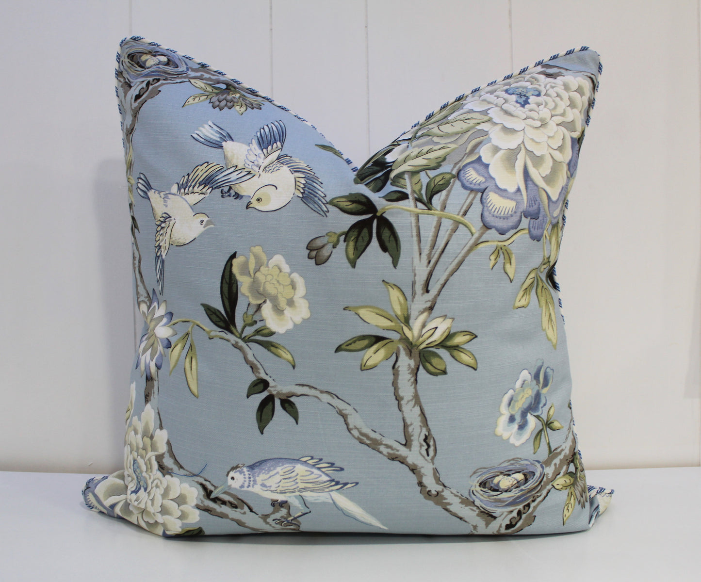 Mudan Chambray Light Blue Cushion