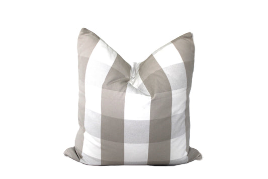 Large Check Beige Cushion Cover by Acacia Textiles