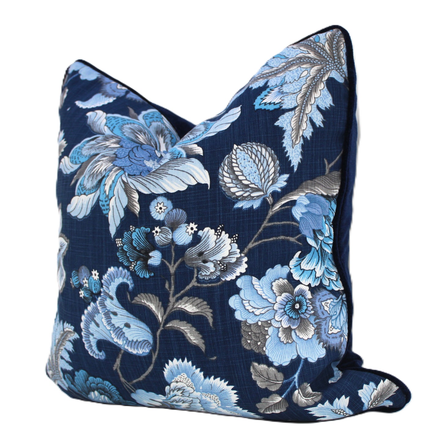 Jacobean Floral Navy Cushion Cover