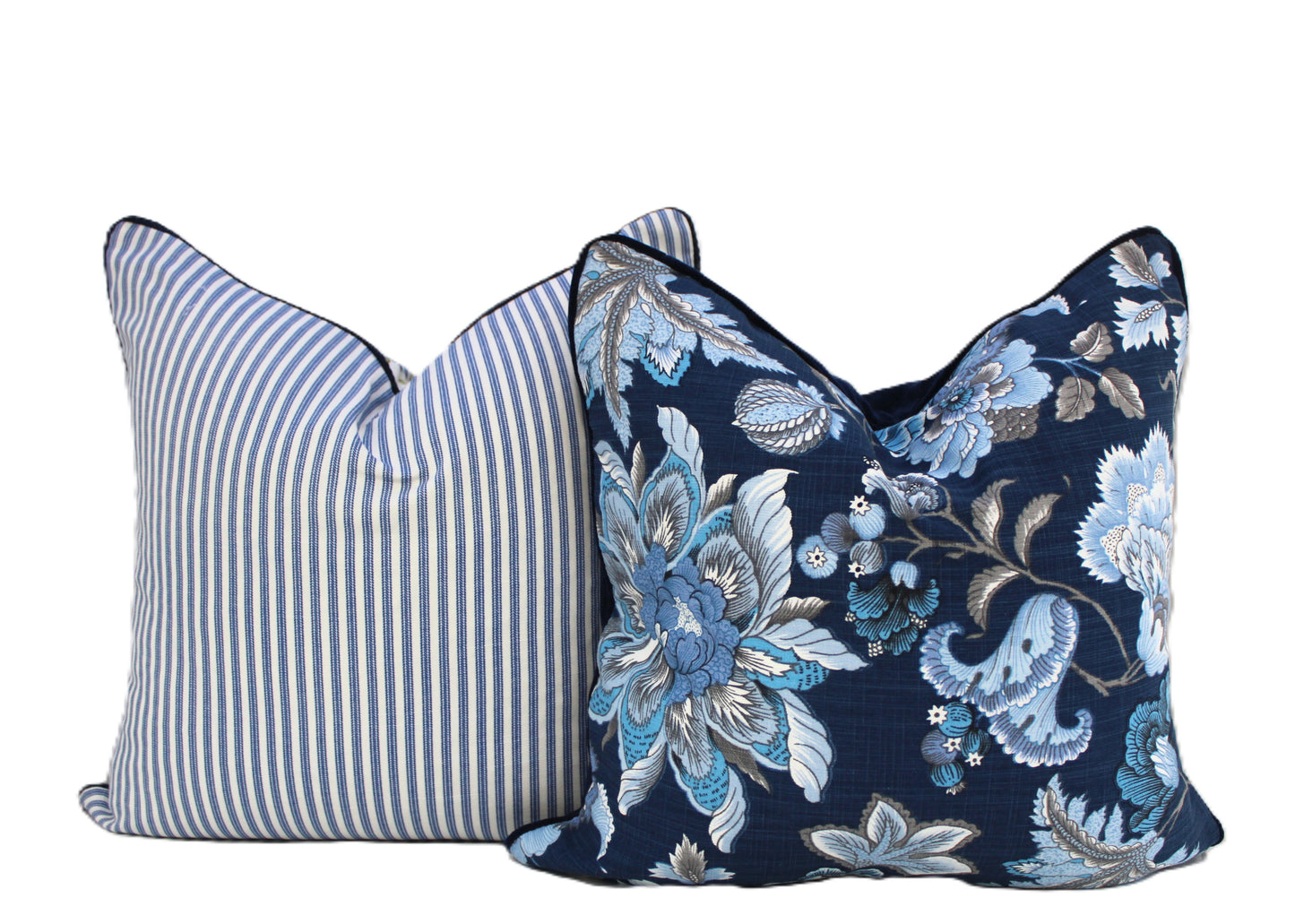 Jacobean Floral Navy Cushion Cover