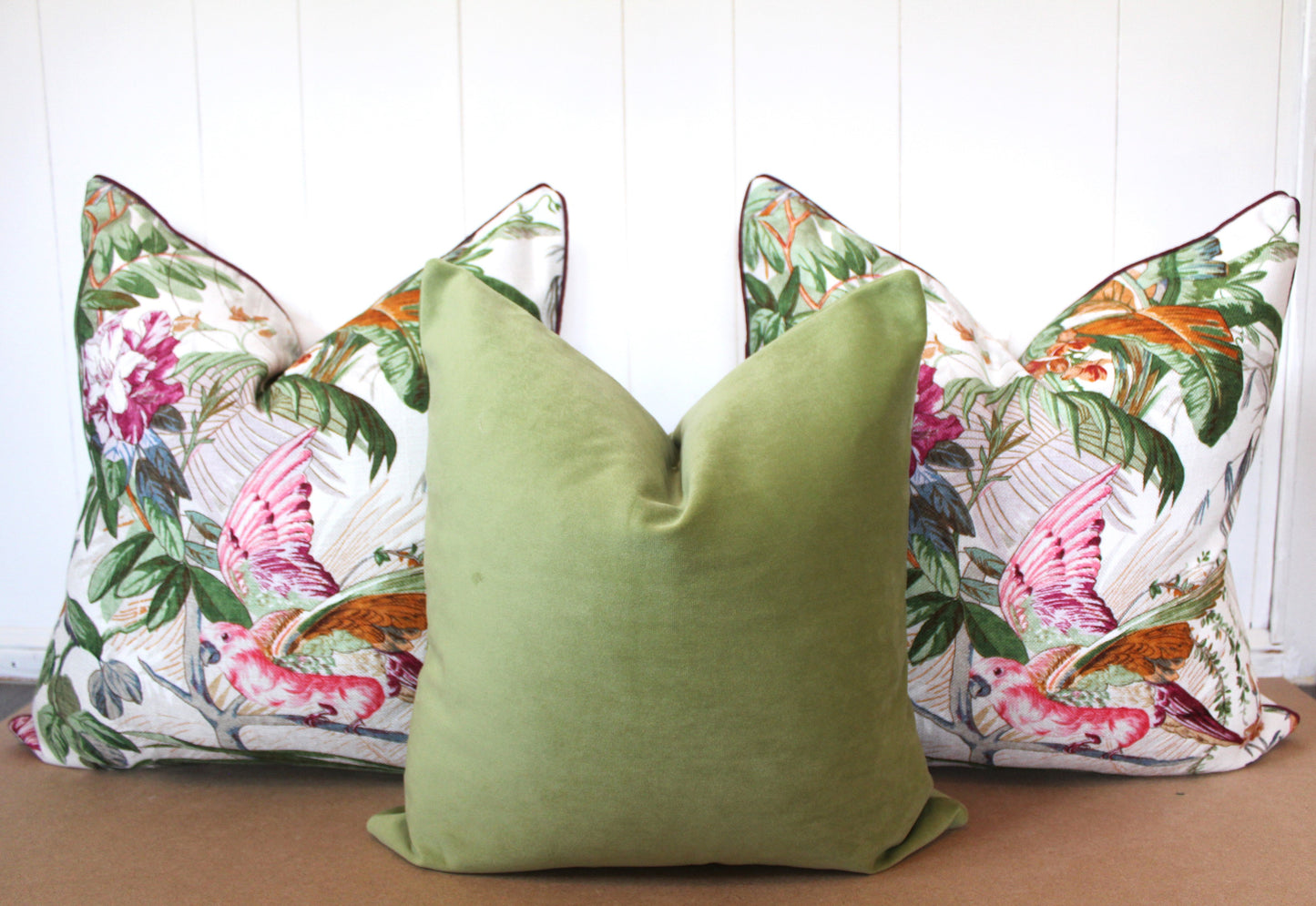 Pair of Beautiful Large Exotic Bird Cushions