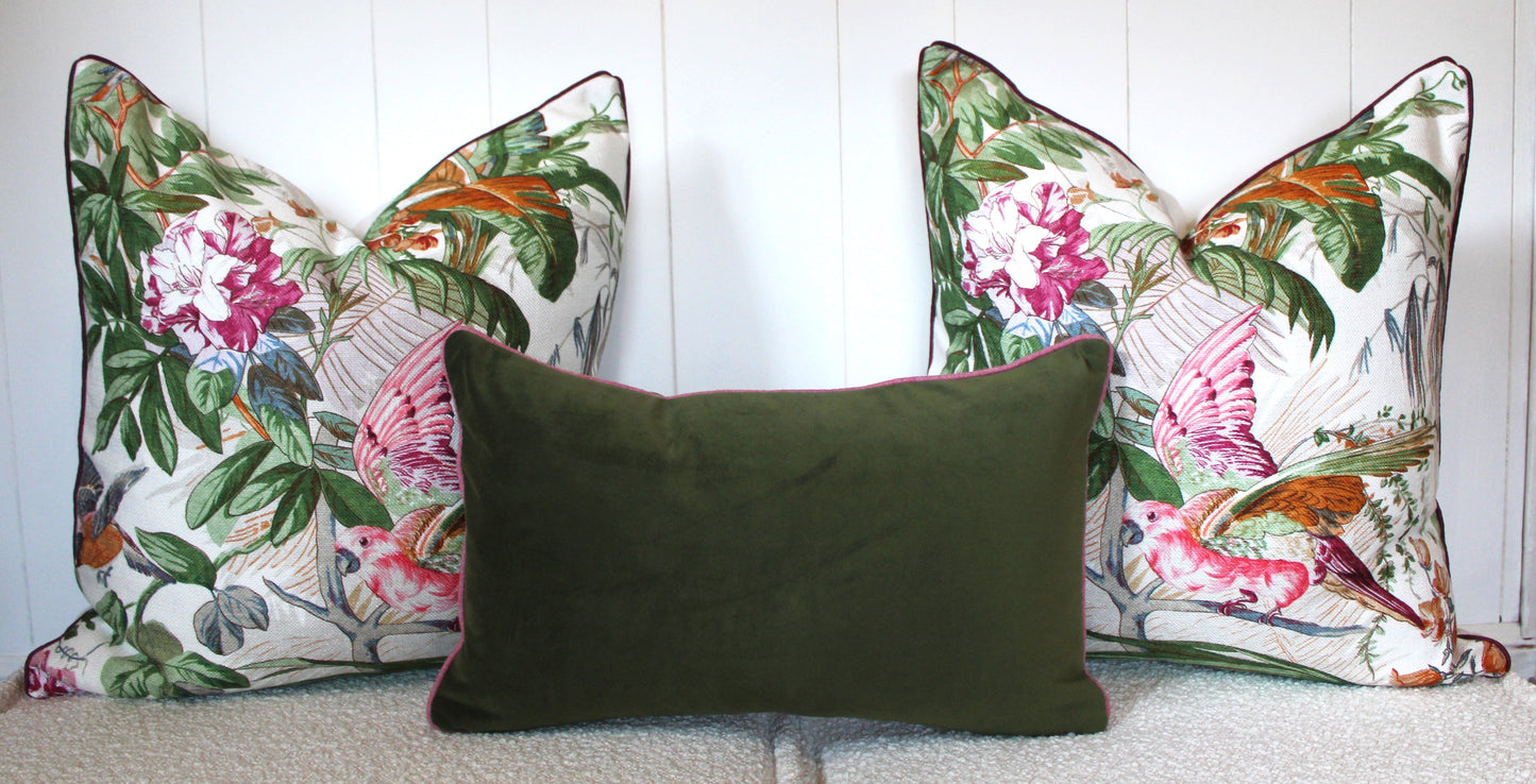 Pair of Beautiful Large Exotic Bird Cushions