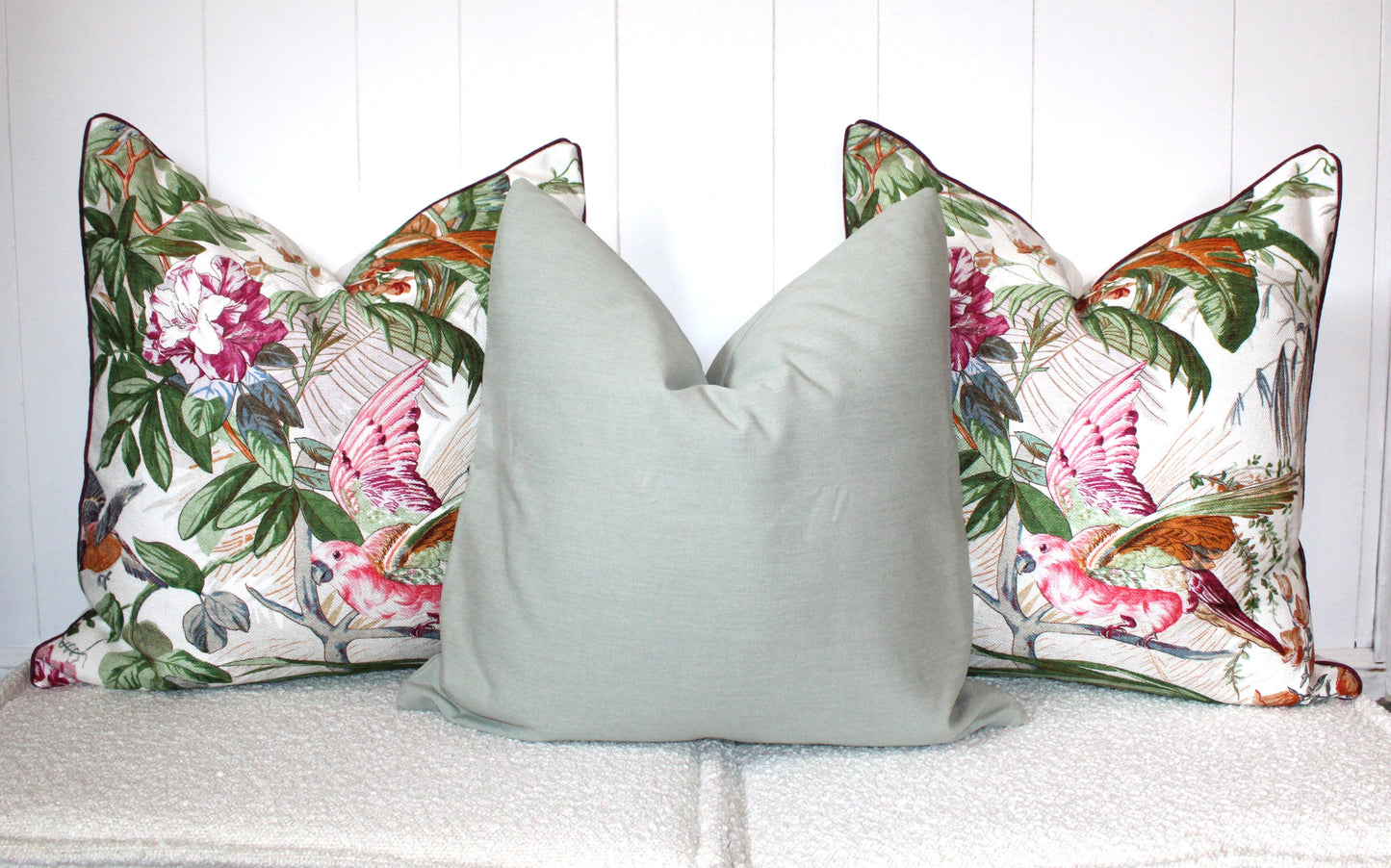 Pair of Beautiful Large Exotic Bird Cushions