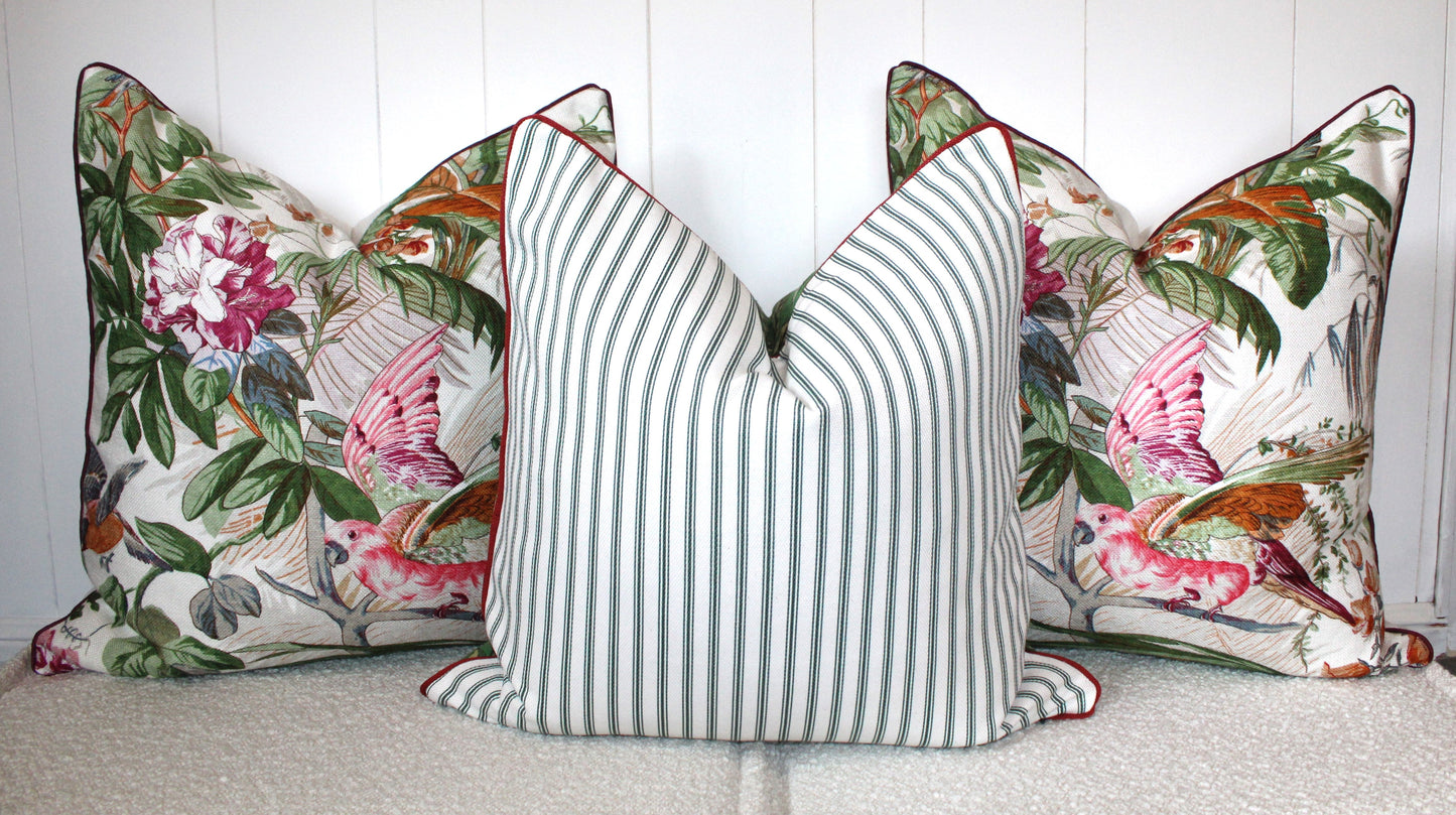 Pair of Beautiful Large Exotic Bird Cushions