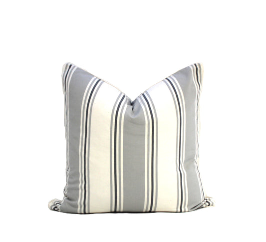 Large Gray Stripe Cushion Cover by Acacia Textiles