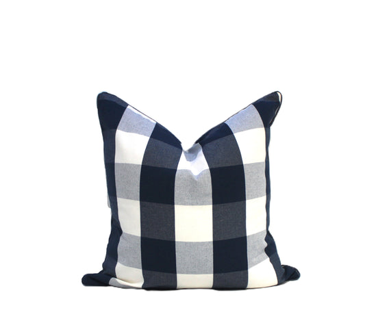 Checkered Navy Cushion Cover by Acacia Textiles