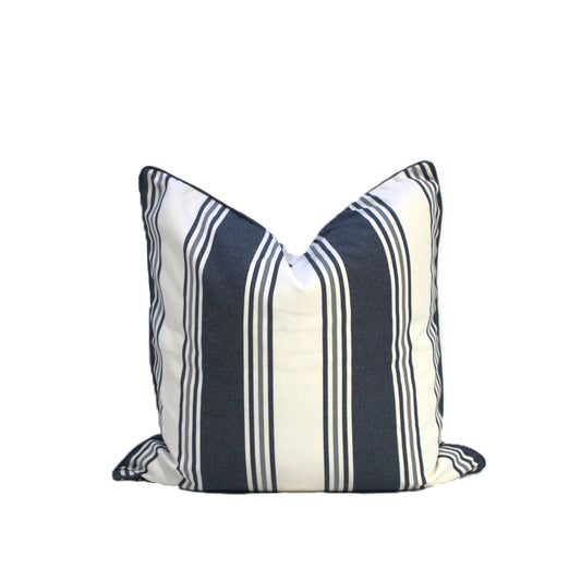 Navy Large Stripe Cushion Cover by Acacia Textiles