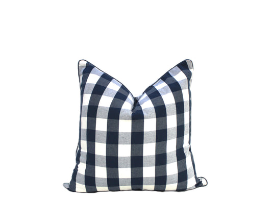 Buffalo Navy Check Cushion Cover by Acacia Textiles