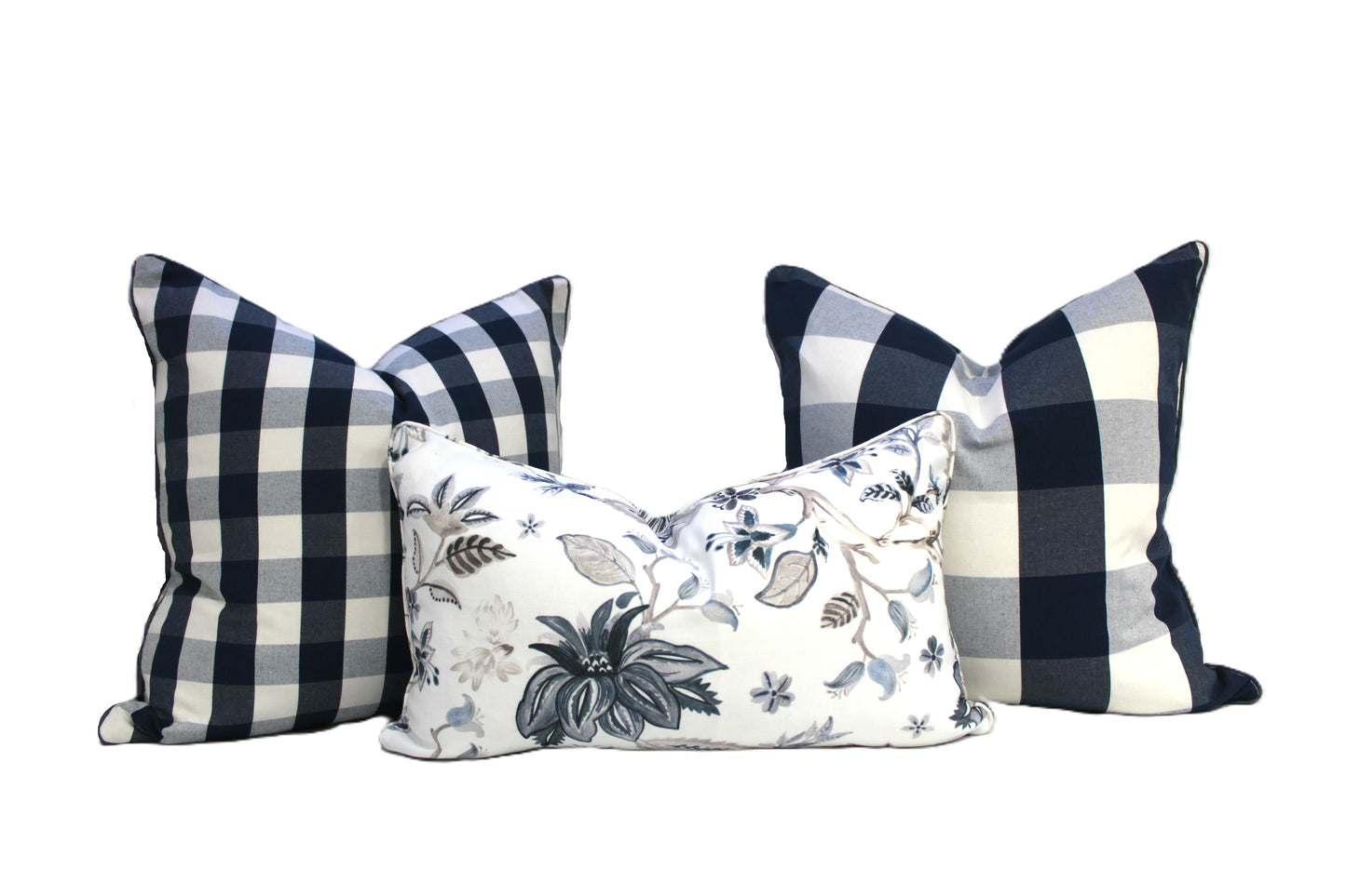 Buffalo Navy Check Cushion Cover by Acacia Textiles