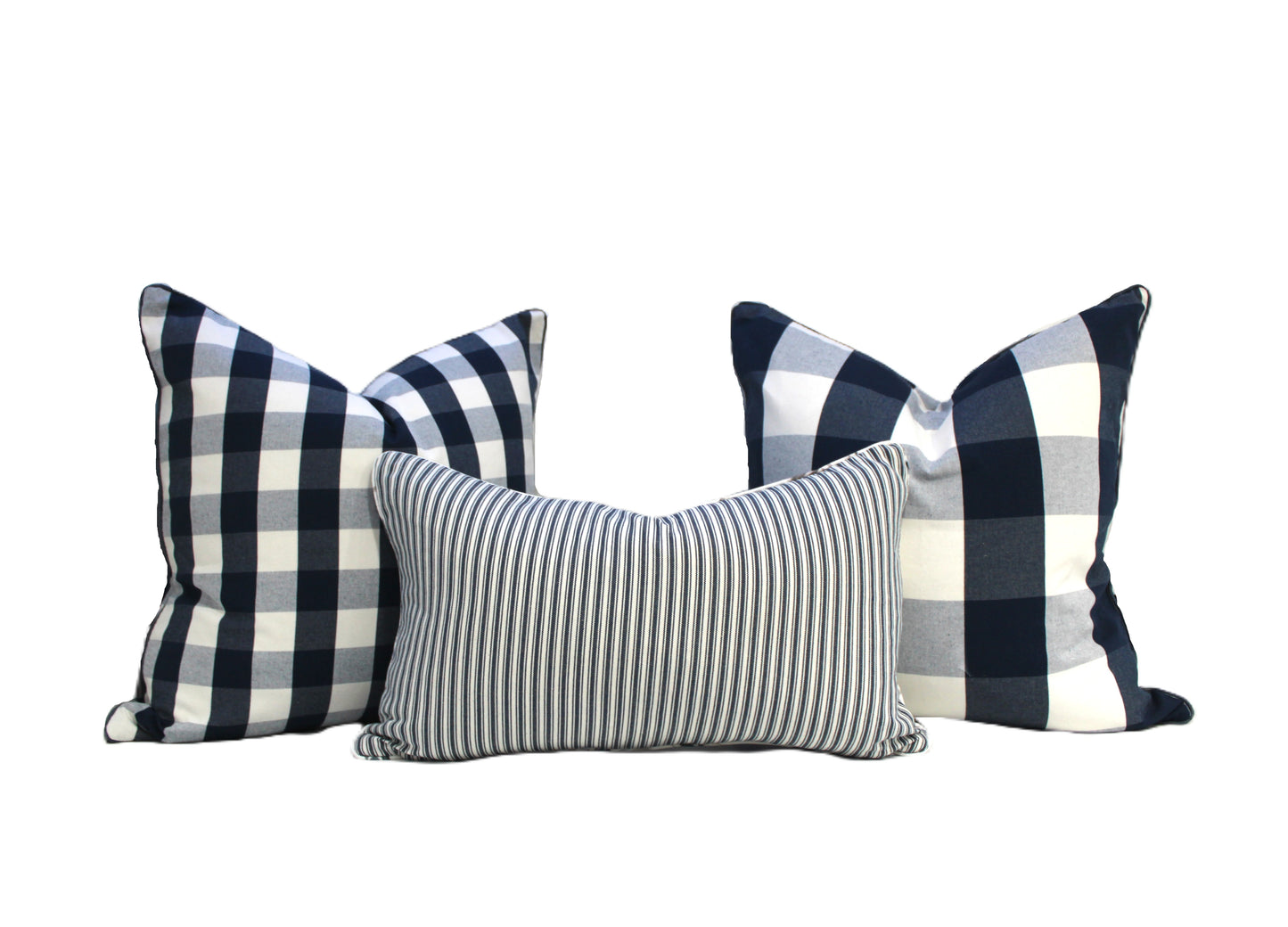Buffalo Navy Check Cushion Cover by Acacia Textiles