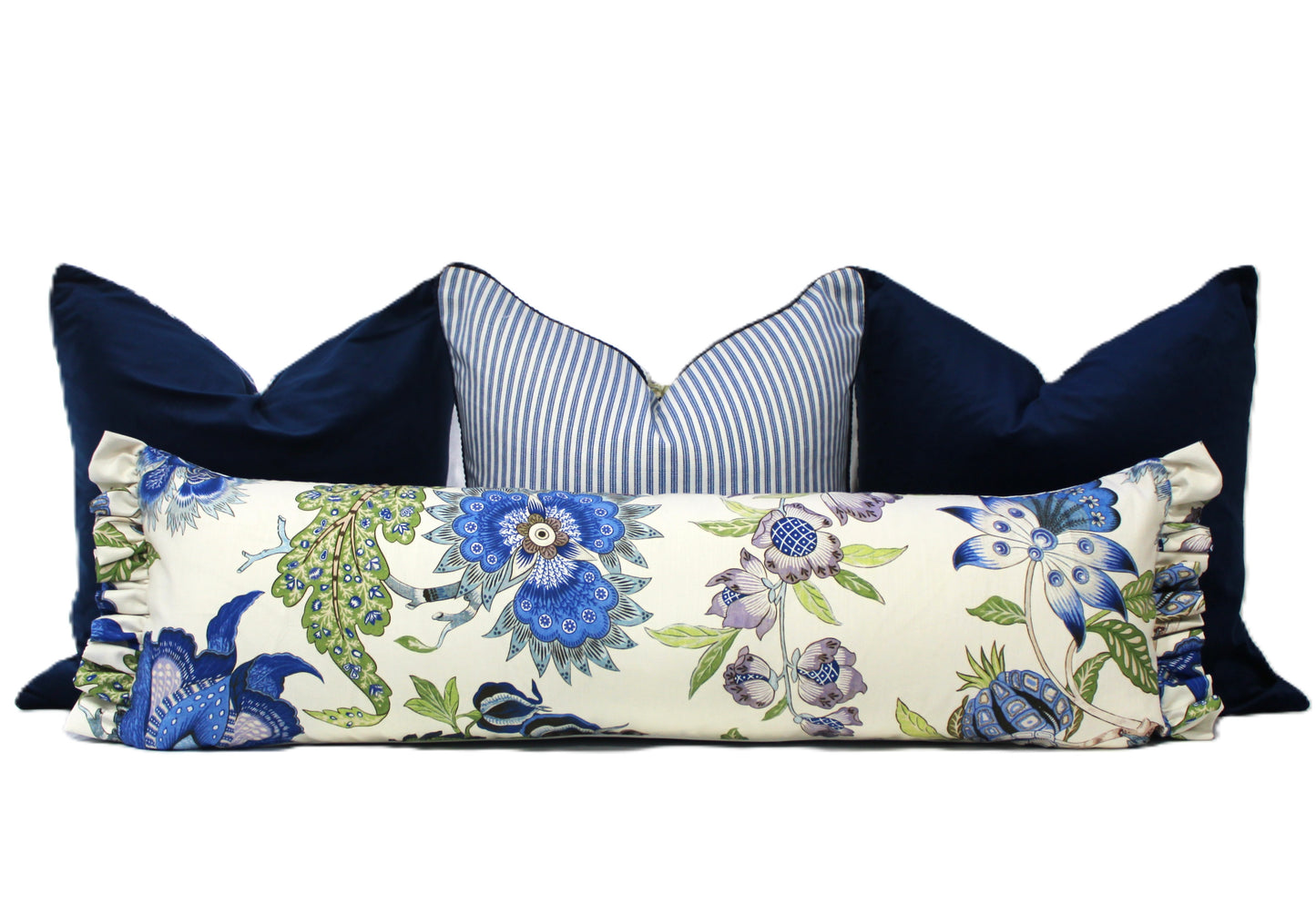 Lumbar Fringed Floral Cushion Covers