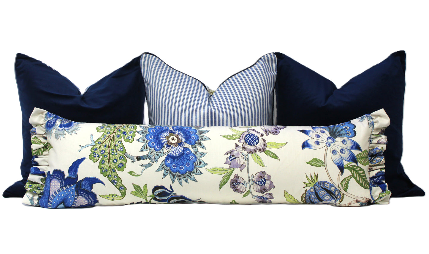 Lumbar Fringed Floral Cushion Covers