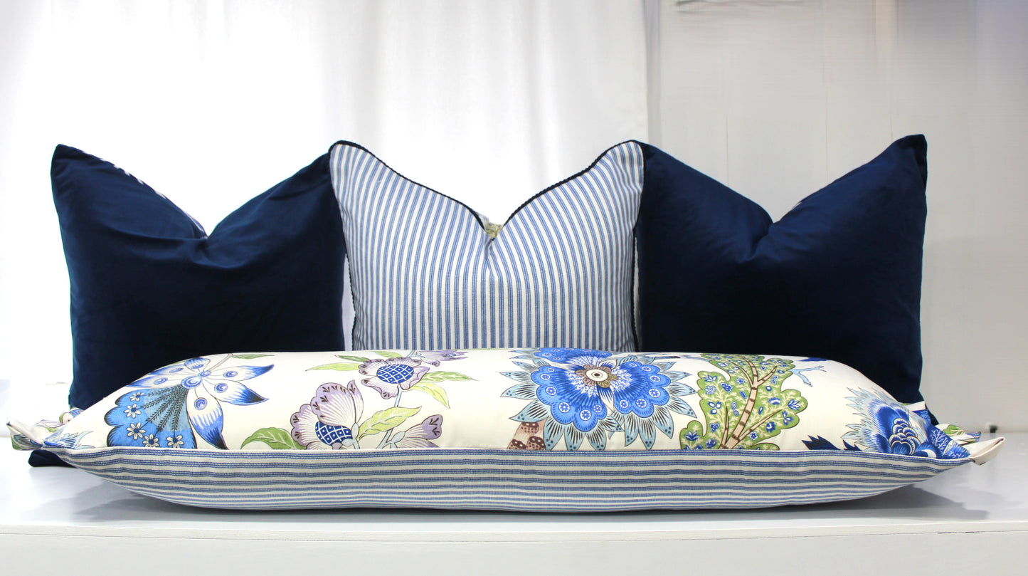 Lumbar Fringed Floral Cushion Covers