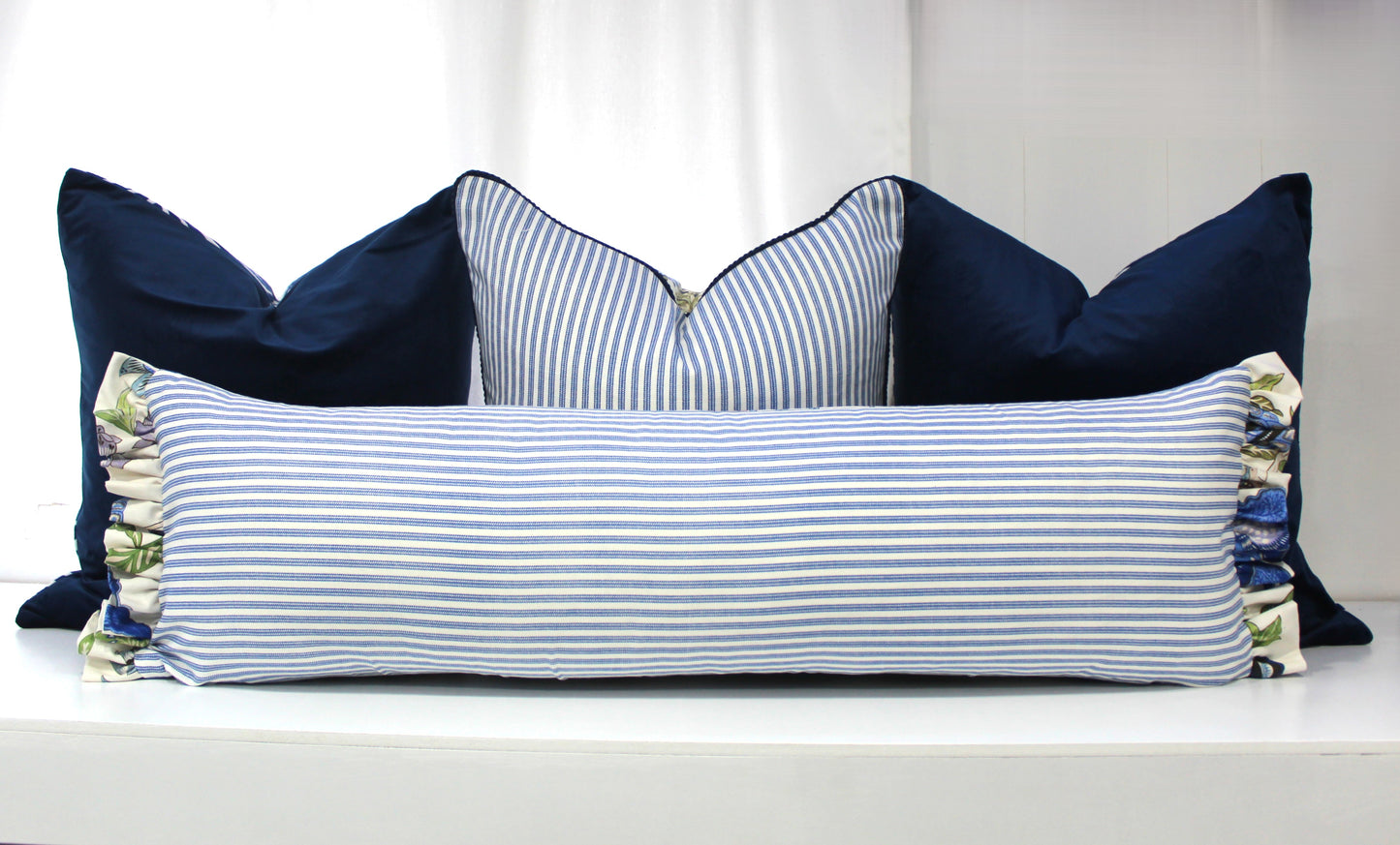 Lumbar Fringed Floral Cushion Covers