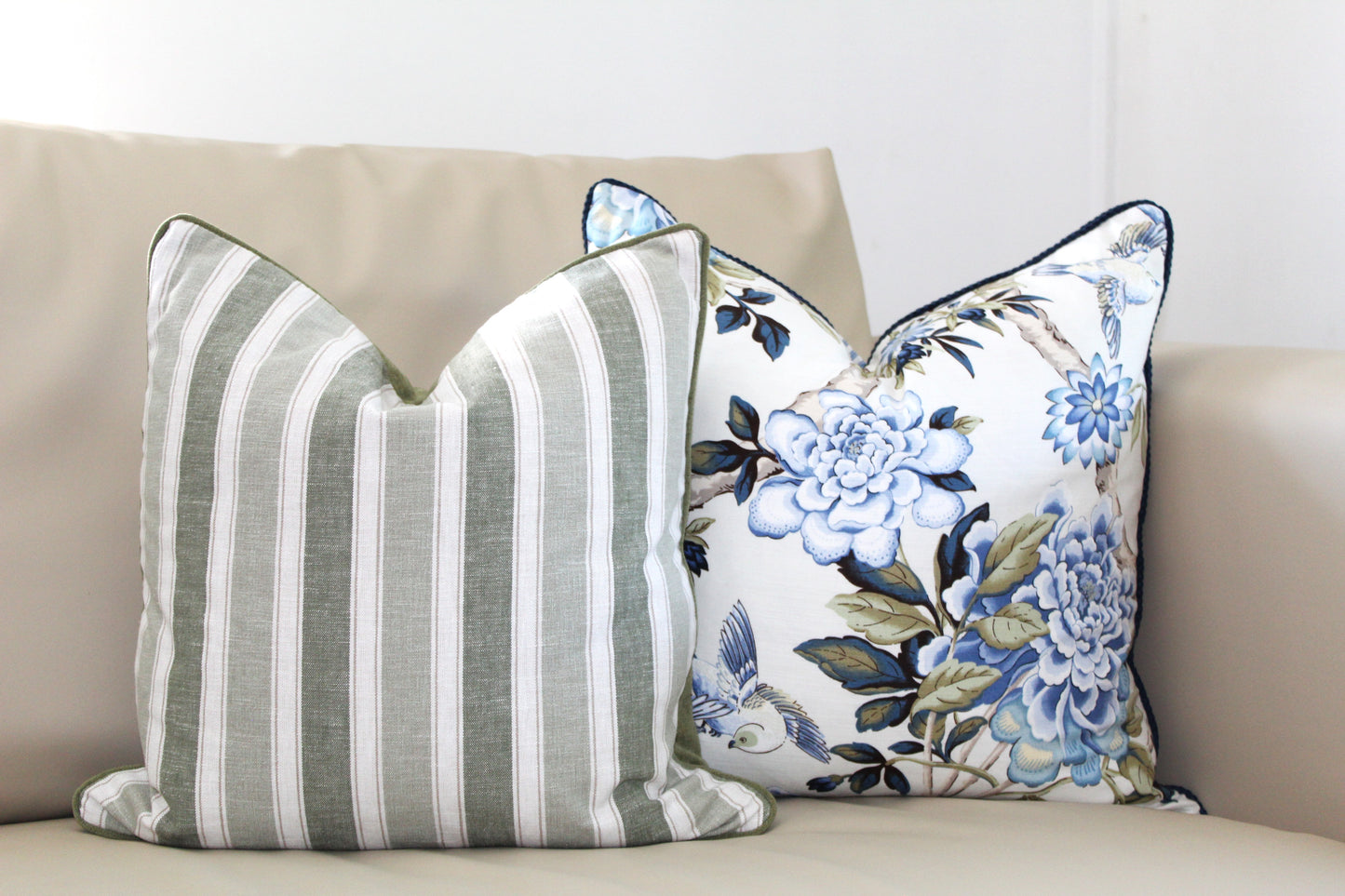 Sage Stripe Cushion Covers