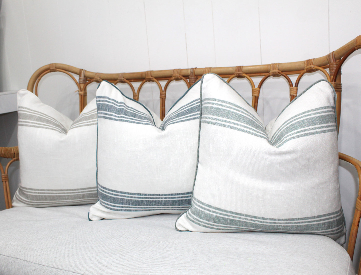 Large Bold Sage Green Stripe Cushion covers