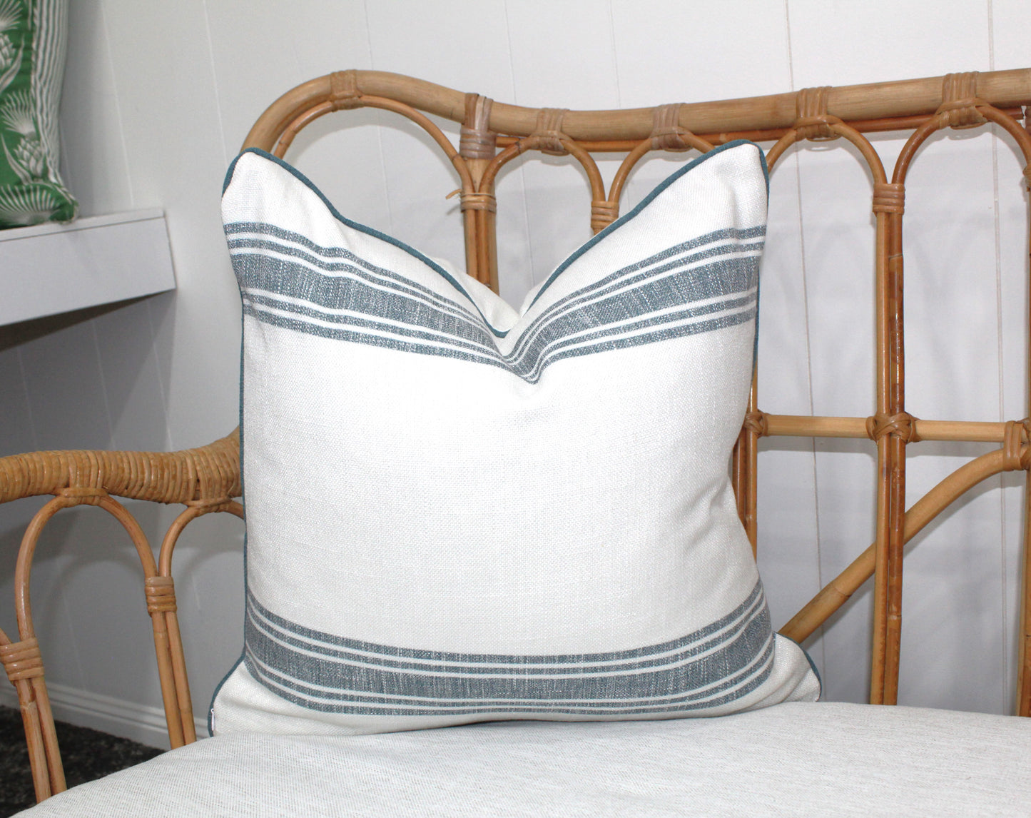 Large Bold Sage Green Stripe Cushion covers