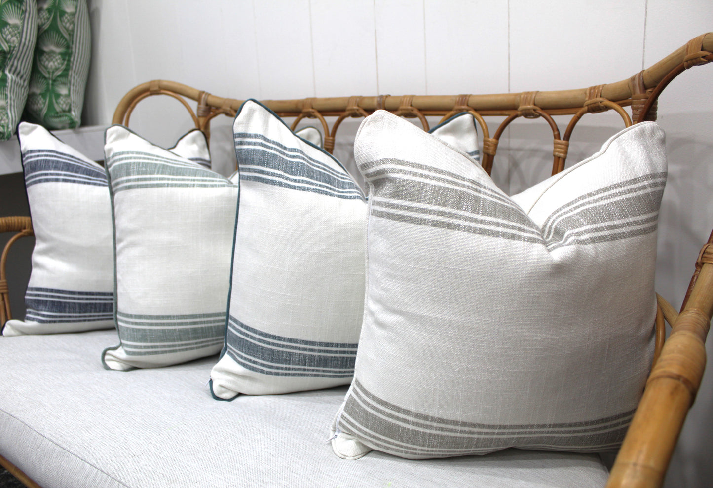 Large Bold Sage Green Stripe Cushion covers