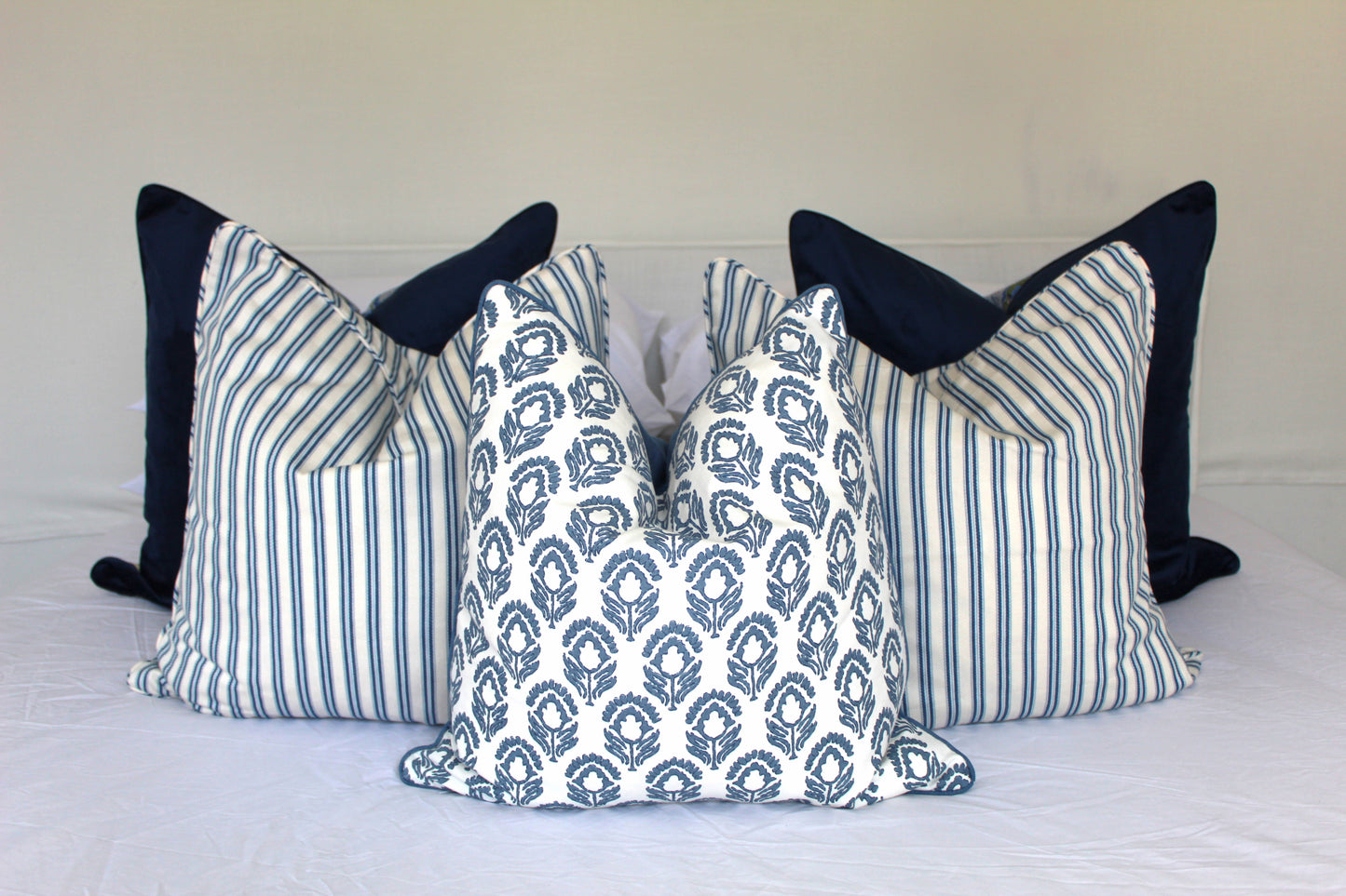Summer Blue Ticking Cushion covers