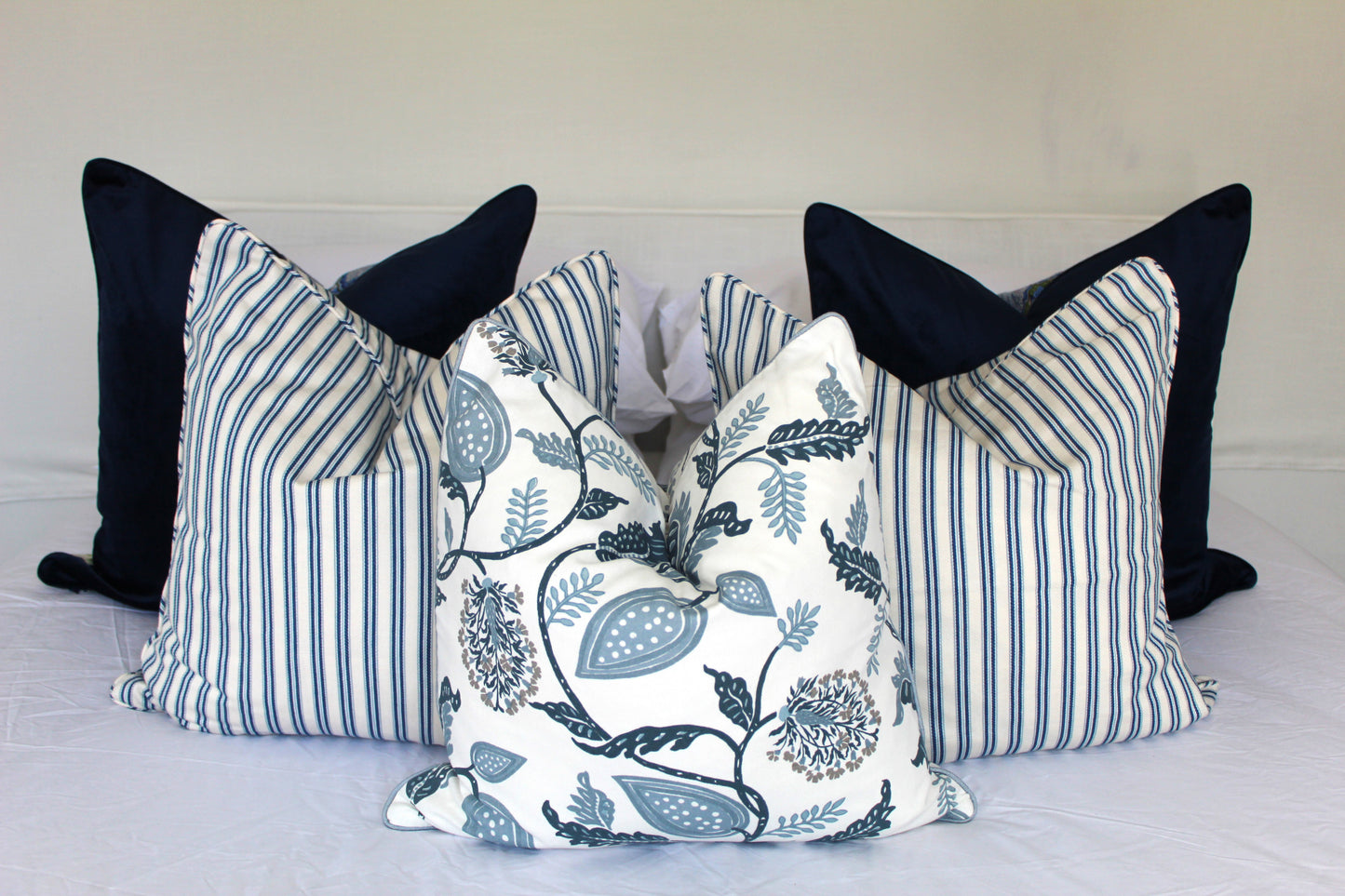 Summer Blue Ticking Cushion covers