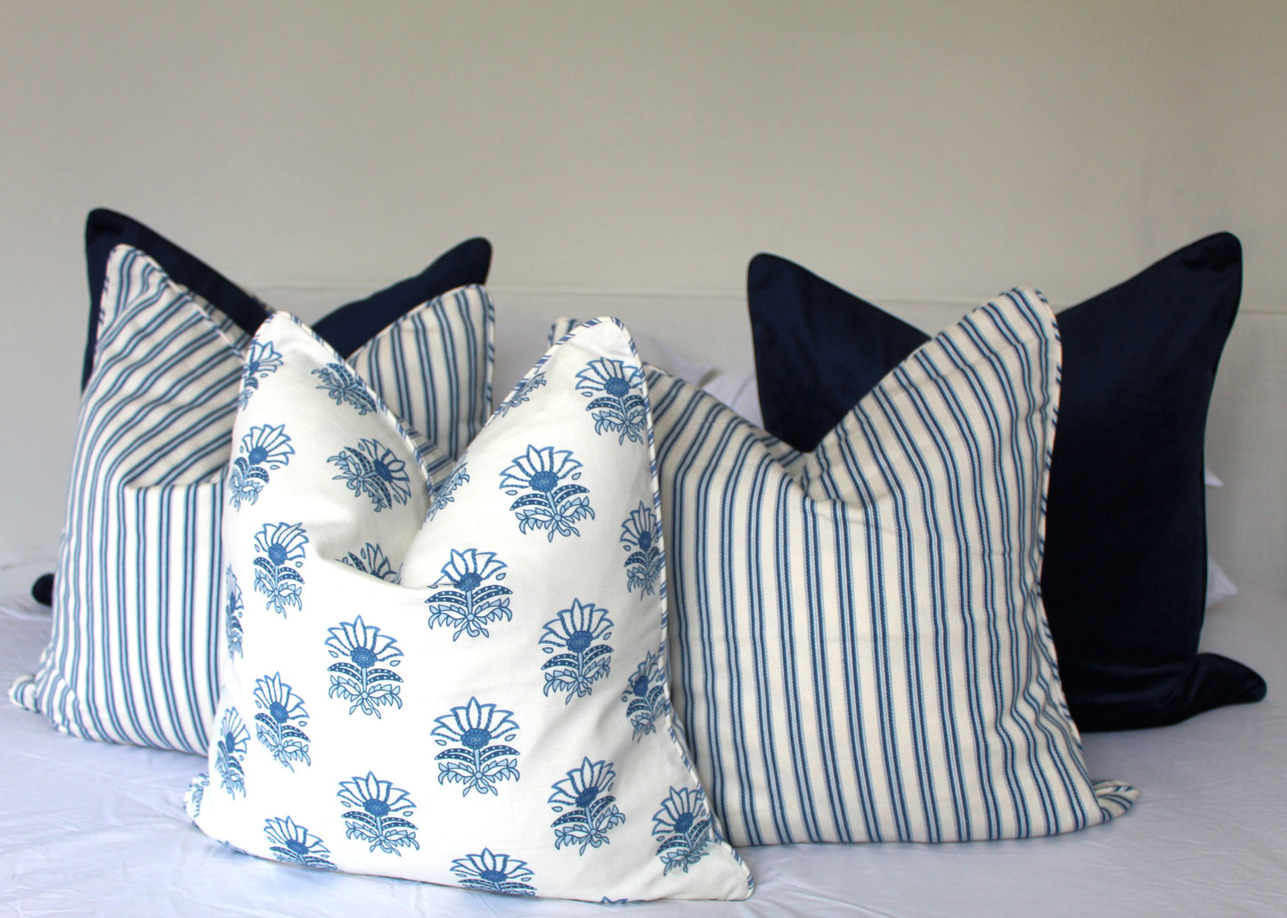 Summer Blue Ticking Cushion covers