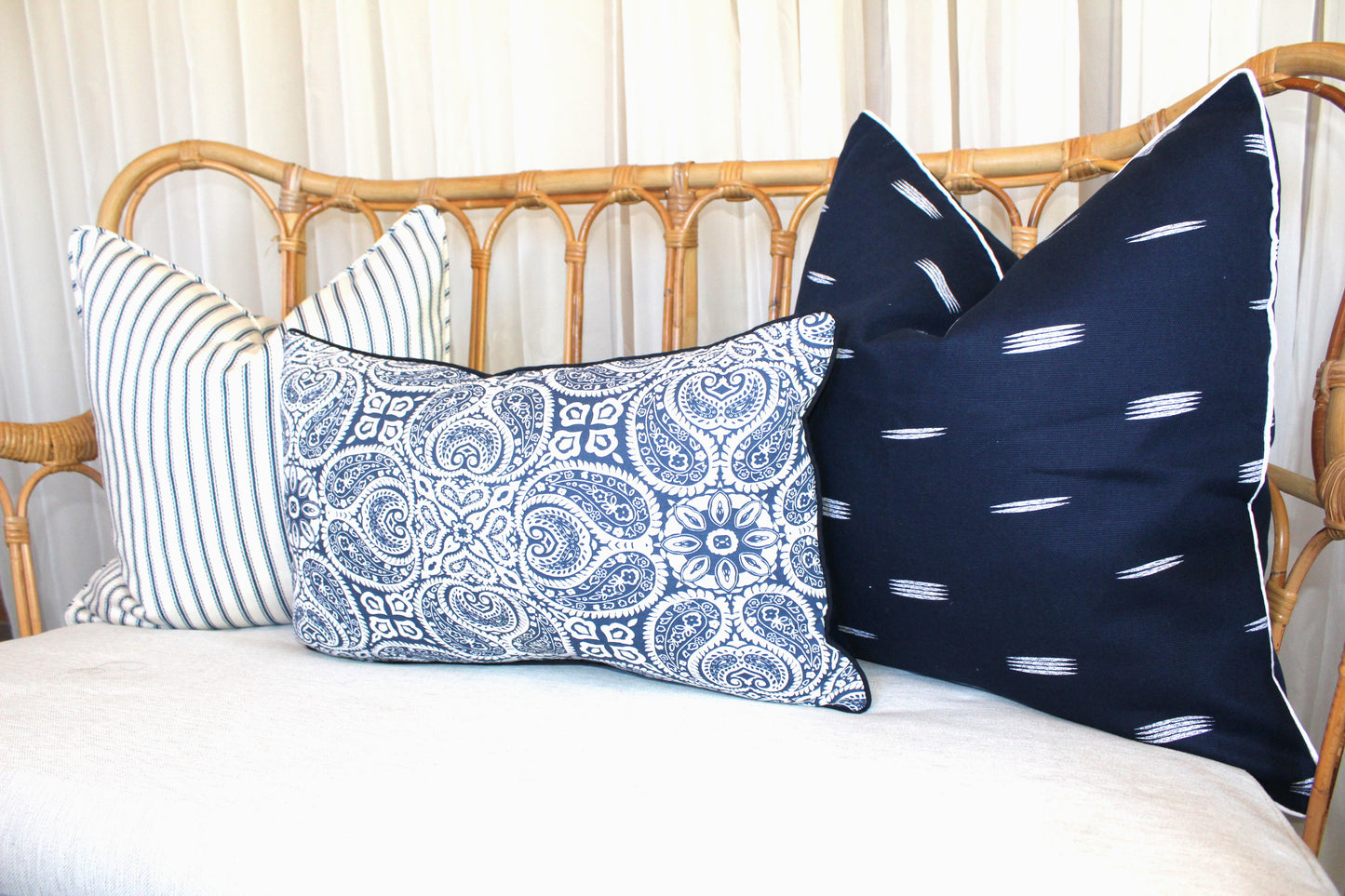 Navy Geometric Reversible Cushion covers
