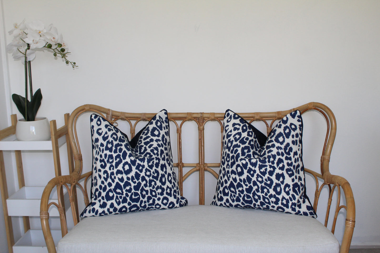 Pair of Schumacher Leopard in Navy Outdoor/Indoor