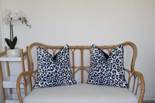 Pair of Schumacher Leopard in Navy Outdoor/Indoor