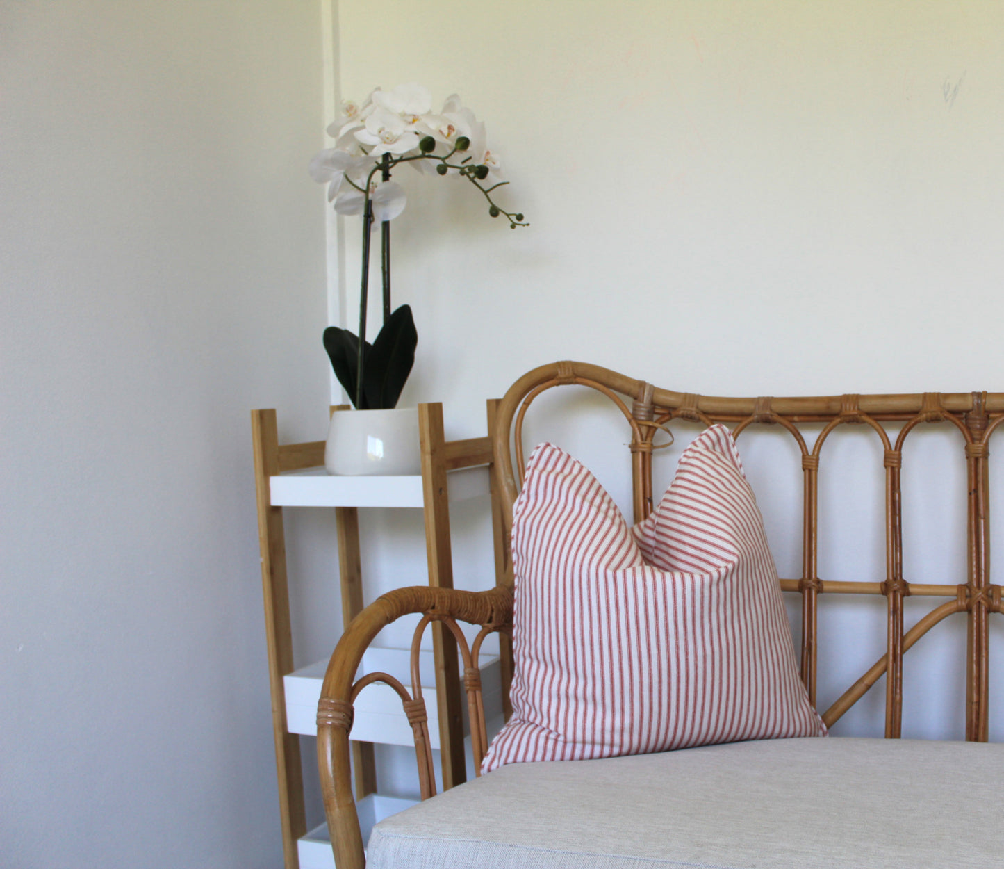 Coral Ticking Striped cushion covers