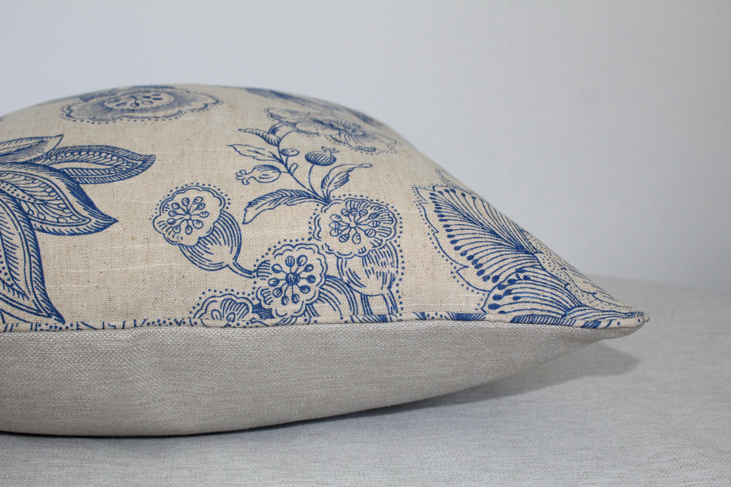 Jacobean Floral Cushion Cover Blue