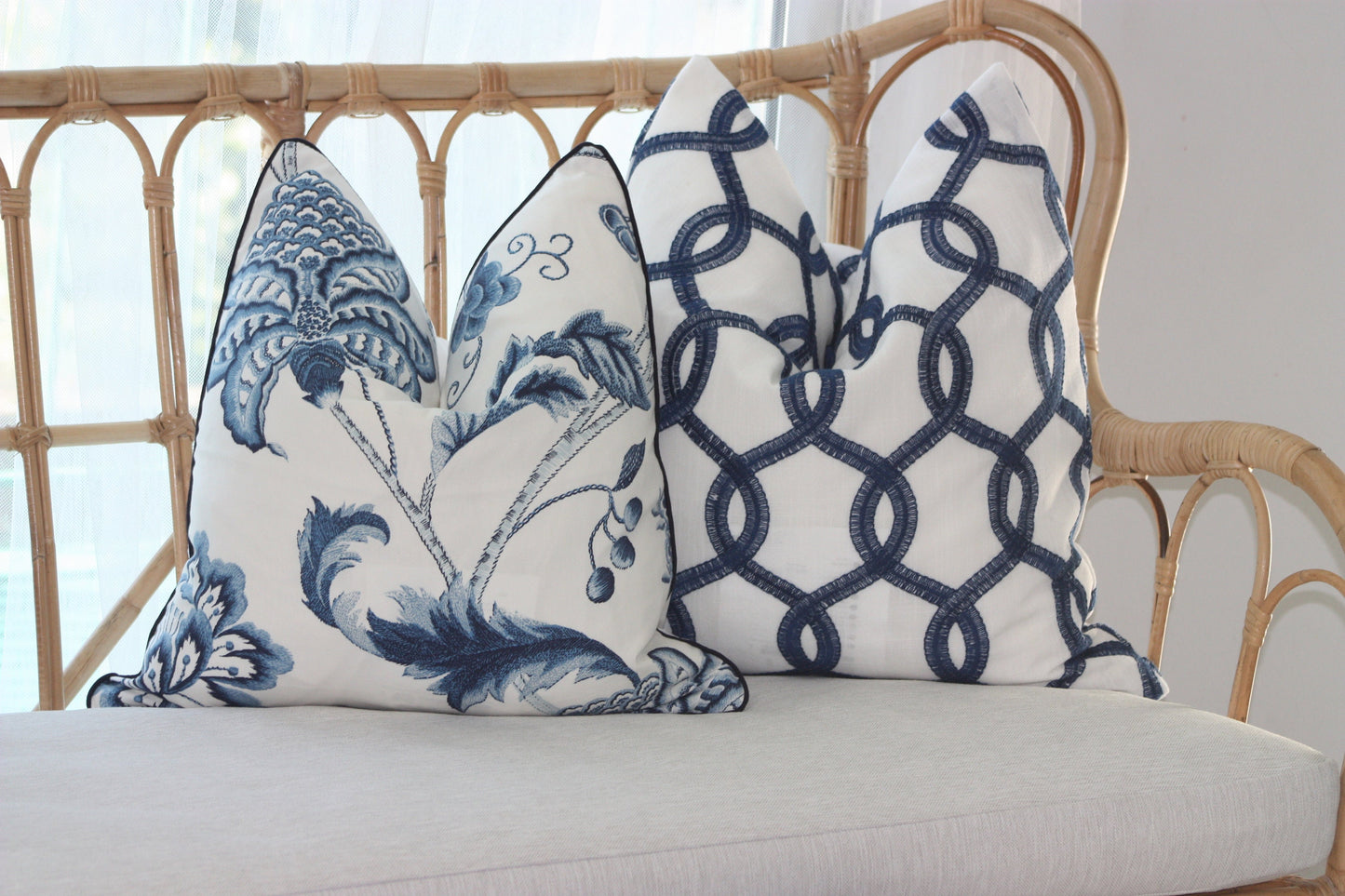 Navy Embroidered Cushion Cover
