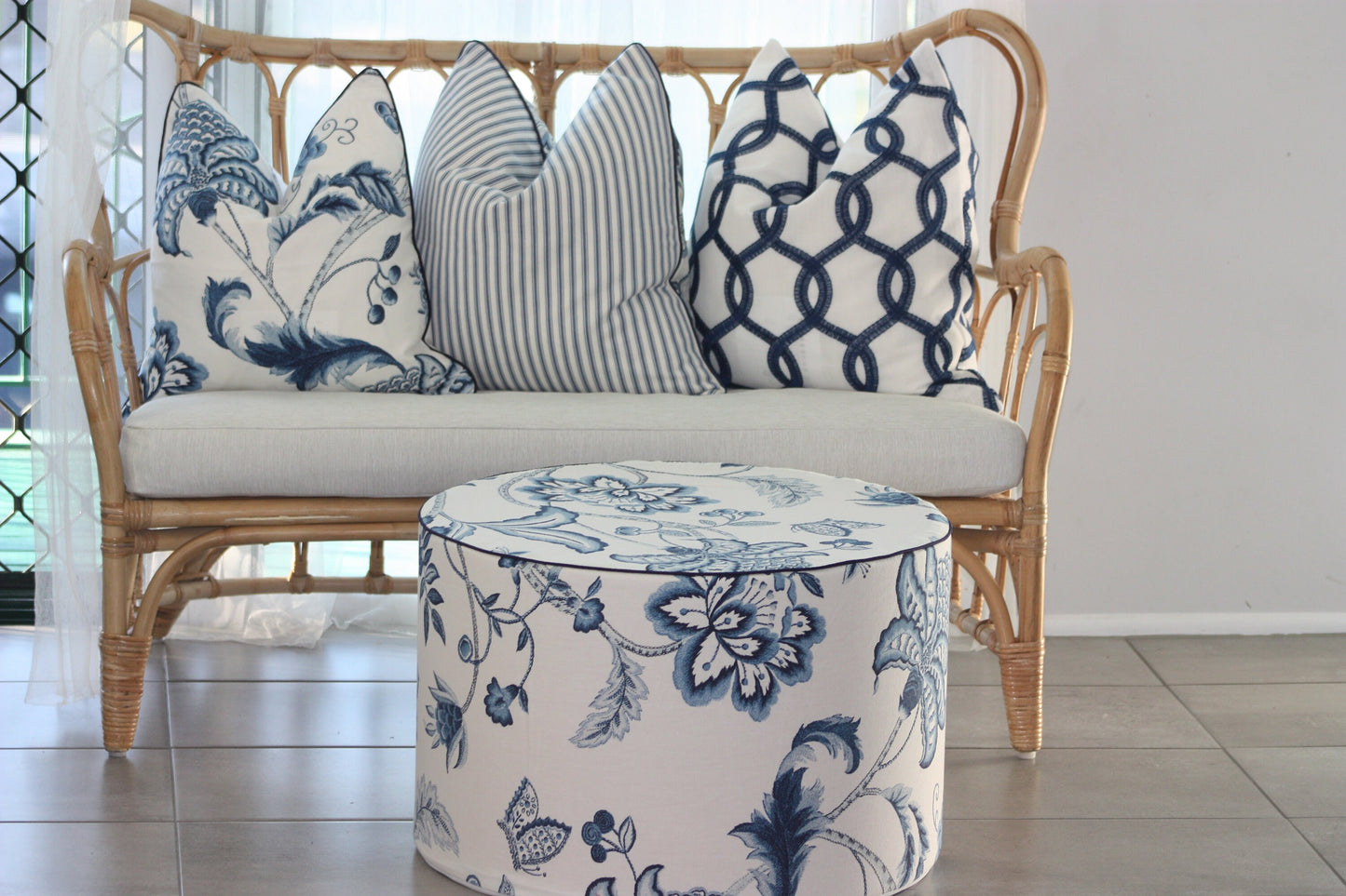 Navy Embroidered Cushion Cover