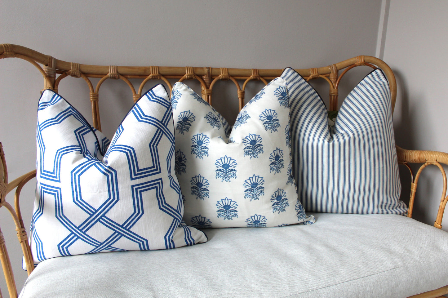 Summer Blue Ticking Cushion covers