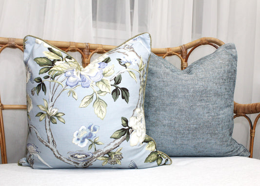 Mudan Chambray Light Blue Cushion (reversible size 50x50)