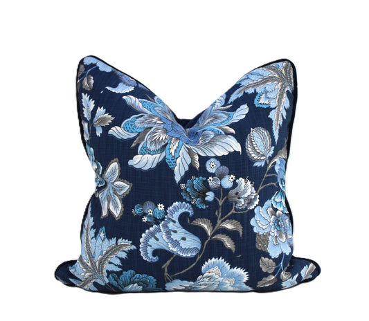 Jacobean Floral Navy Cushion Cover