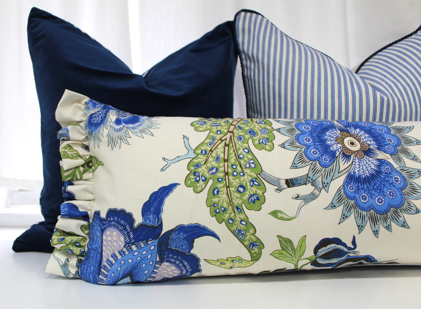 Lumbar Fringed Floral Cushion Covers