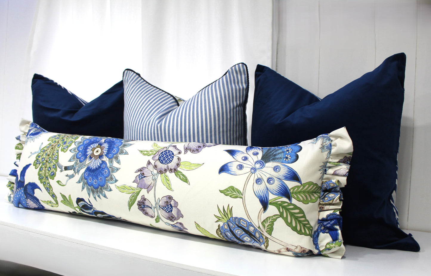 Lumbar Fringed Floral Cushion Covers