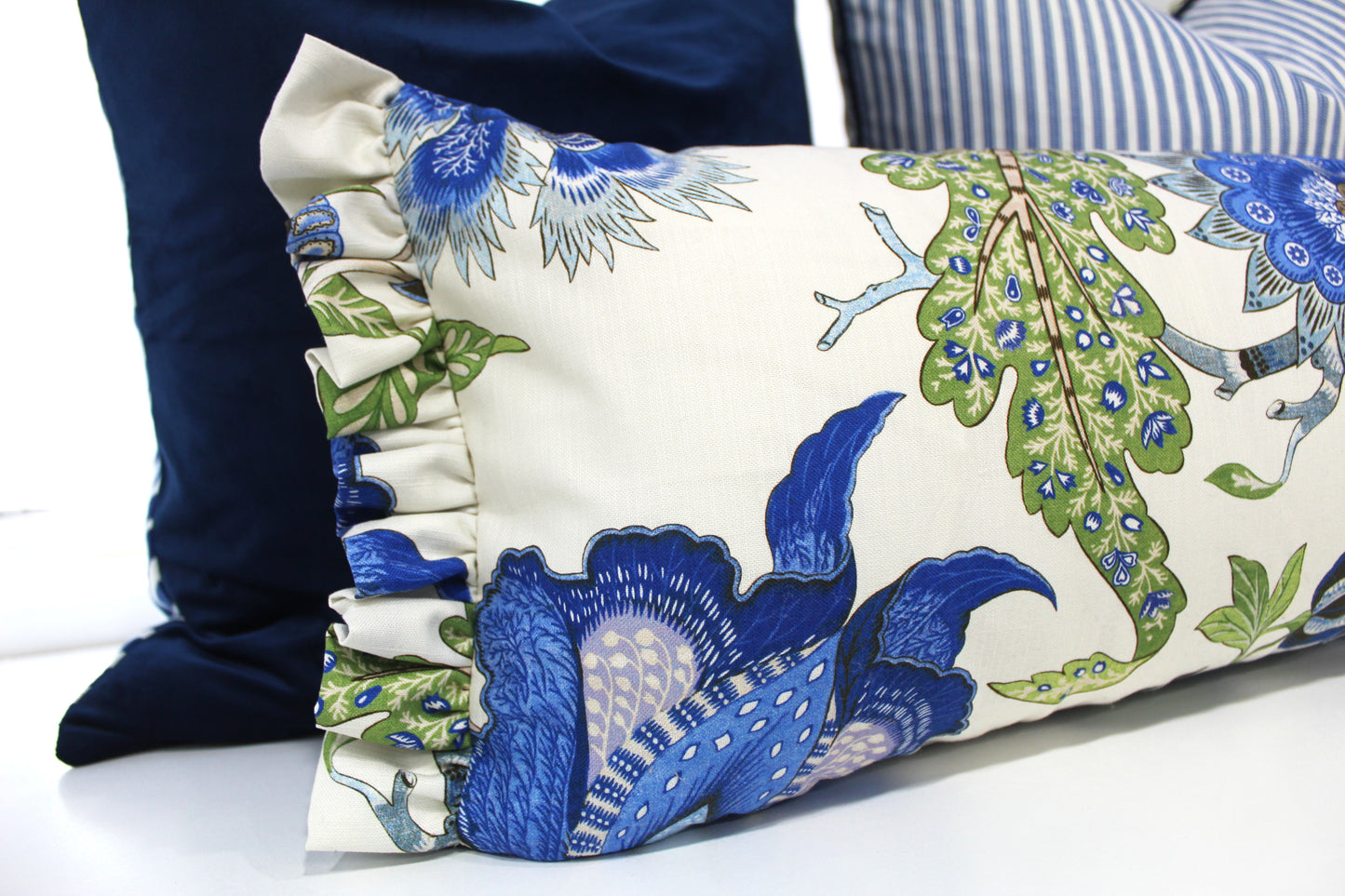 Lumbar Fringed Floral Cushion Covers
