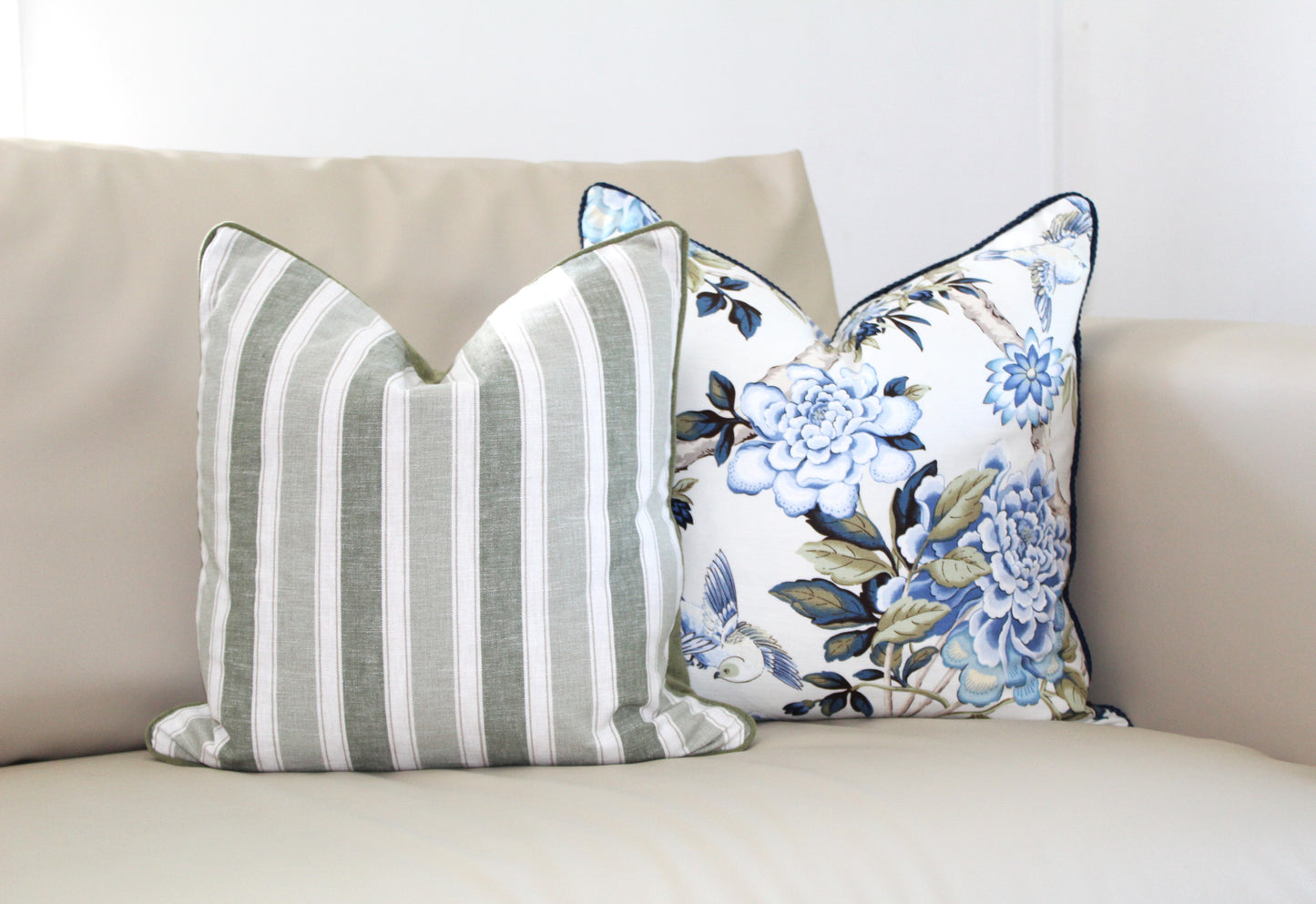 Sage Stripe Cushion Covers