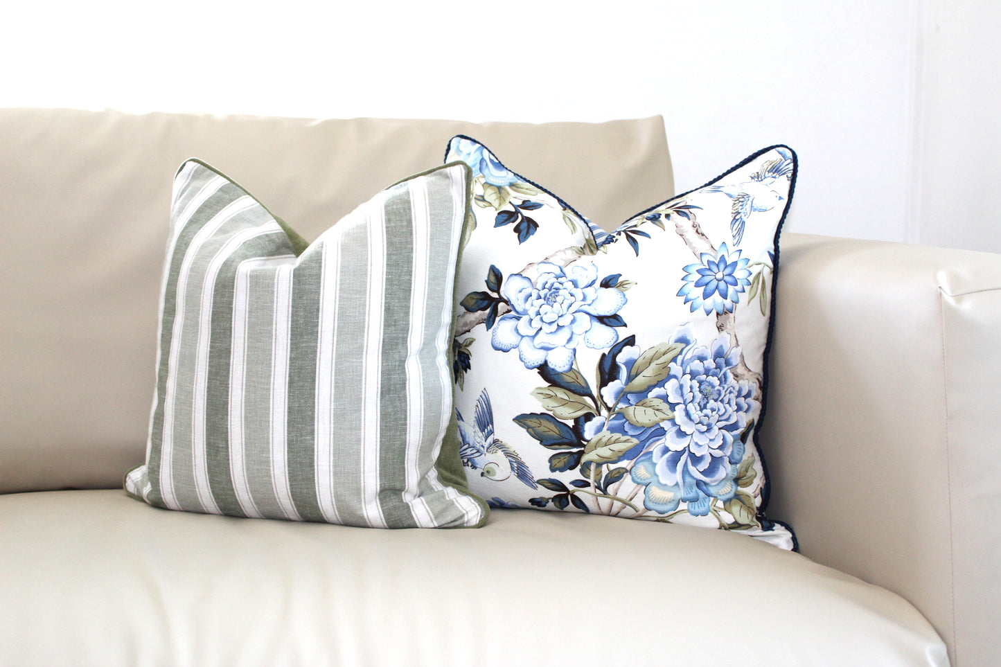 Sage Stripe Cushion Covers