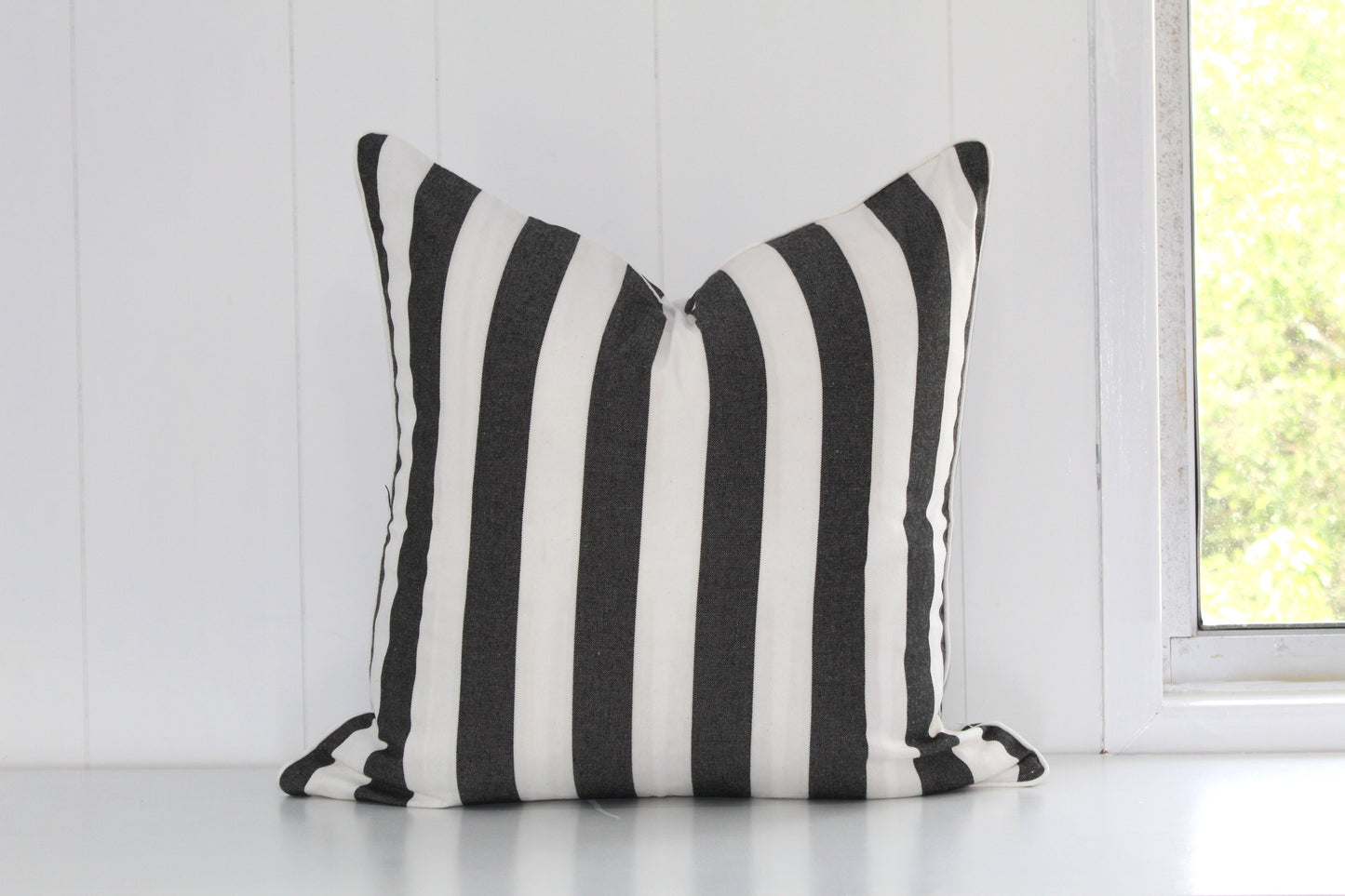 Charcoal Striped Cushion Covers 50x50