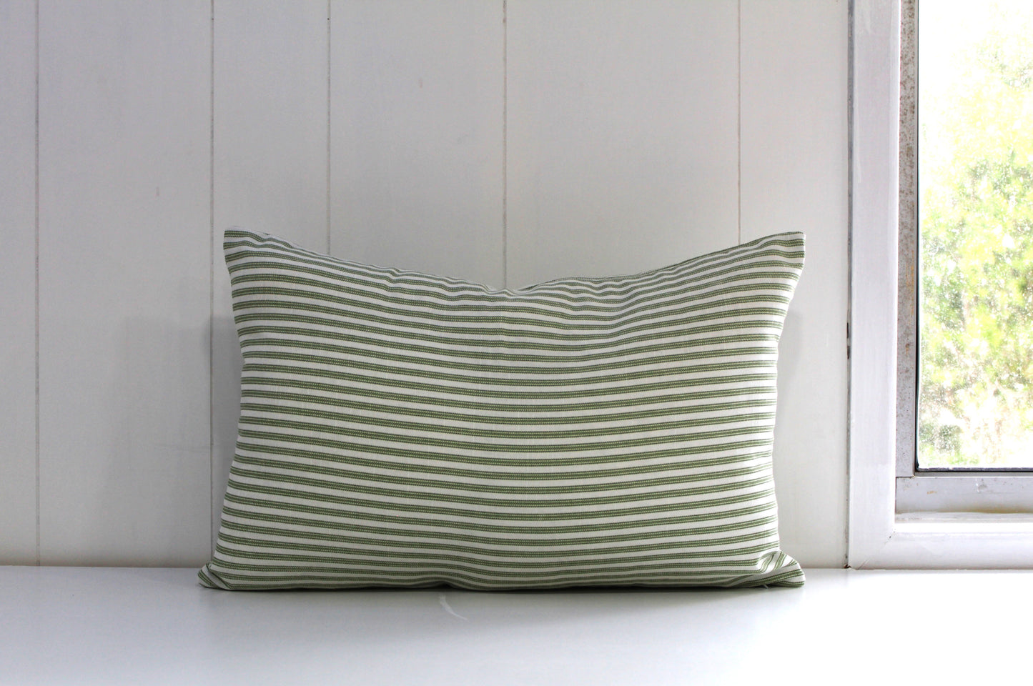 Sage Ticking Cushion Covers by P Kaufmann