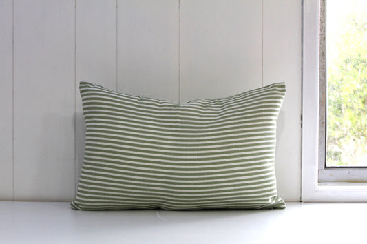 Sage Ticking Cushion Covers by P Kaufmann