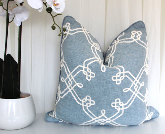 Chambray Embroidered Cushion Covers