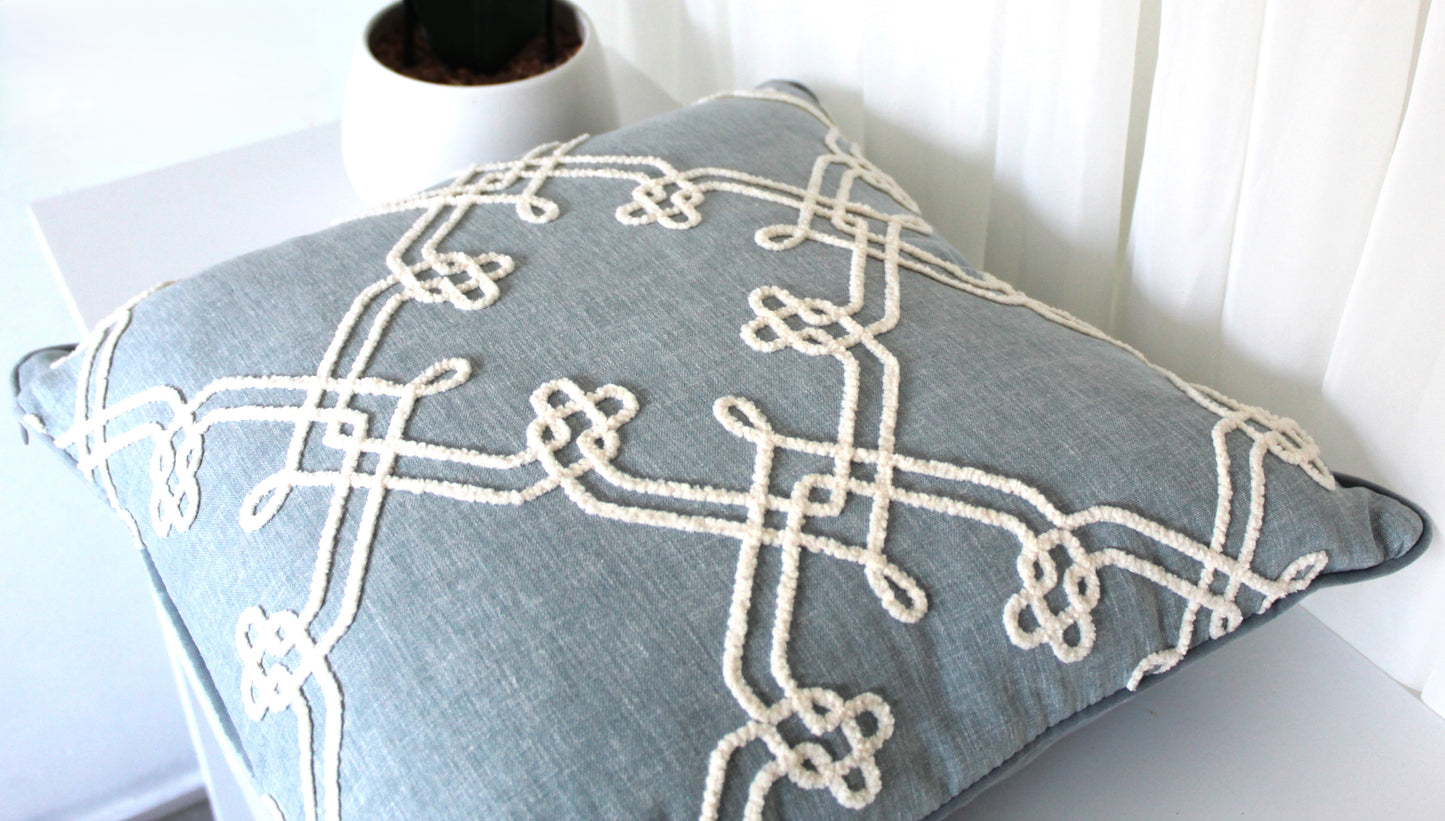 Chambray Embroidered Cushion Covers