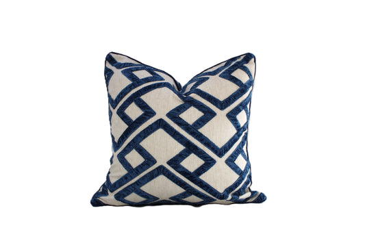 Navy Embroidered cushion cover Size 45x45 by P Kaufmann