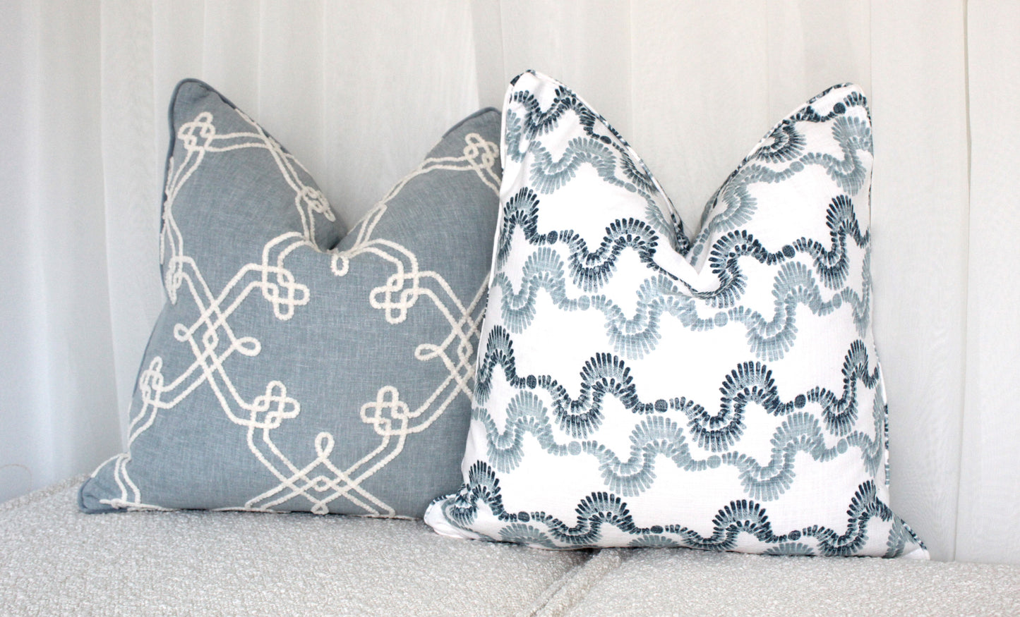 Chambray Embroidered Cushion Covers