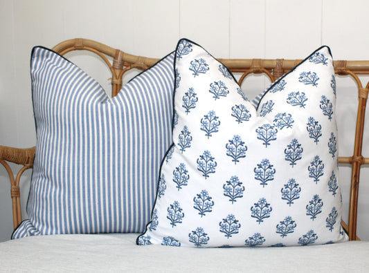 Spring Bloom Blue Embroidered Cushion covers